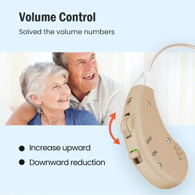 Alt view image 3 of 7 - Jinghao Hearing Aids for Seniors with Noise Cancelling,Rechargeable,Volume Adjustment, BTE Easy to Operate,Lightweight&comfortable,A pair Hearing Amplifier