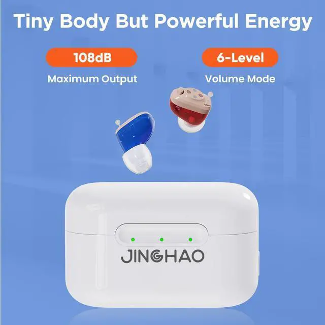 Alt view image 3 of 7 - JINGHAO A17BT Digital Hearing Aid - 16-Ch Noise Reduction, 108dB Output, 14H Battery, 6 Ear Tips, Rechargeable, Invisible CIC/BTE, 6 Volume Modes,Stylish & Invisible,,Perfect for Seniors