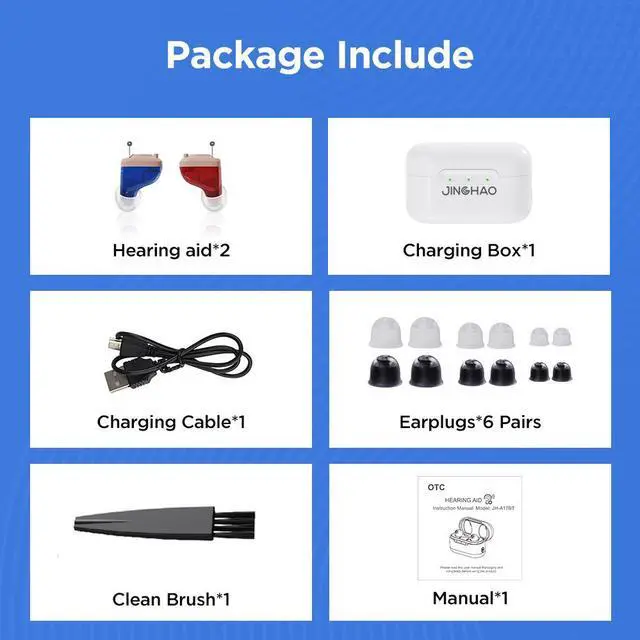 Alt view image 6 of 7 - JINGHAO A17BT Digital Hearing Aid - 16-Ch Noise Reduction, 108dB Output, 14H Battery, 6 Ear Tips, Rechargeable, Invisible CIC/BTE, 6 Volume Modes,Stylish & Invisible,,Perfect for Seniors