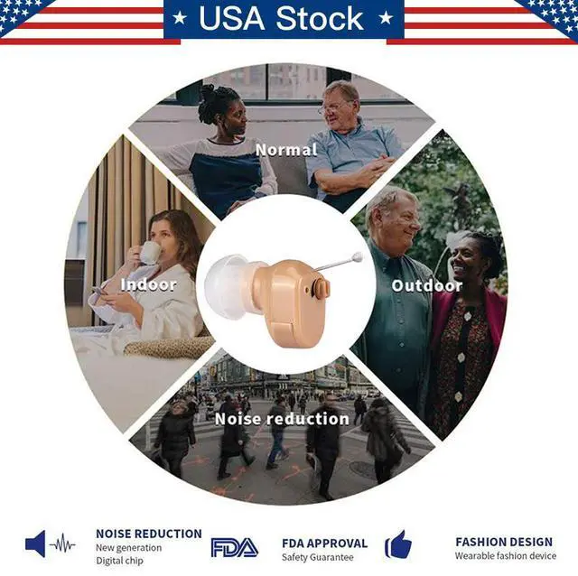 Alt view image 2 of 6 - Jinghao USA Stock FDA-Approved Digital Hearing Aid - Noise Reduction, 125dB Output, 30dB Gain, Lightweight & Fashionable Design,Stylish & Invisible,Perfect for Seniors