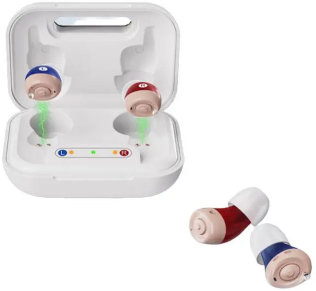 Main image of Jinghao Mini Rechargeable Hearing Aids,Max OSPL90108±3dB,Portable charging 16H Battery, 60H Case, Invisible & Comfort&Fashion ITE Fit for US Mild-Moderate Hearing Loss Hearing Amplifiers