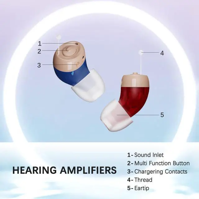 Alt view image 7 of 7 - Jinghao Mini Rechargeable Hearing Aids Portable charging 16H Battery, 60H Case, Invisible & Comfort&Fashion ITE Fit for US Mild-Moderate Hearing Loss Hearing Amplifiers
