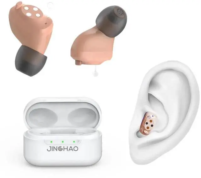 Alt view image 6 of 6 - Jinghao DIgital Personal Sound Amplifier Product CIC for Ears for Seniors Adults with Rechargeable Charging Box White