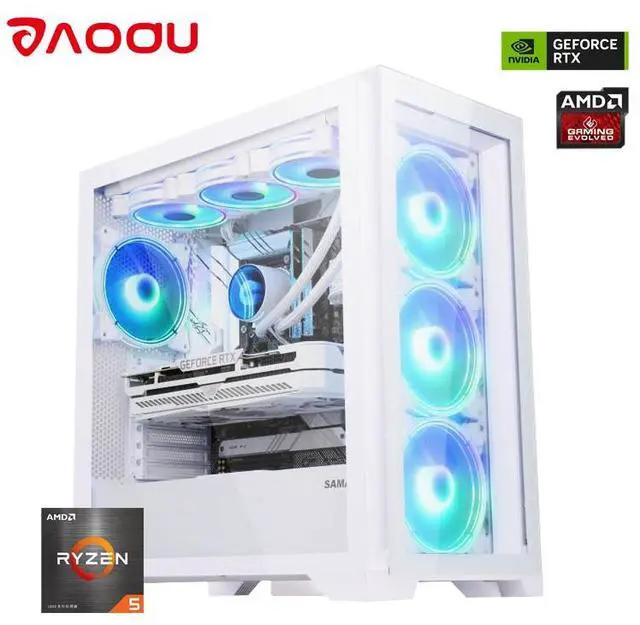 Main image of AODU Gaming PC-Windows 11-AMD R5 7500F,GeForce RTX5060TI 16G OC-DDR4 32GB 6000MHz DDR5-NVME M.2 1TB SSD-240 iquid-Cooled RGB Sync-800 WPSU-Desktop liquid coole Prebuilt Gaming PC R5 7500F|RTX5060TI