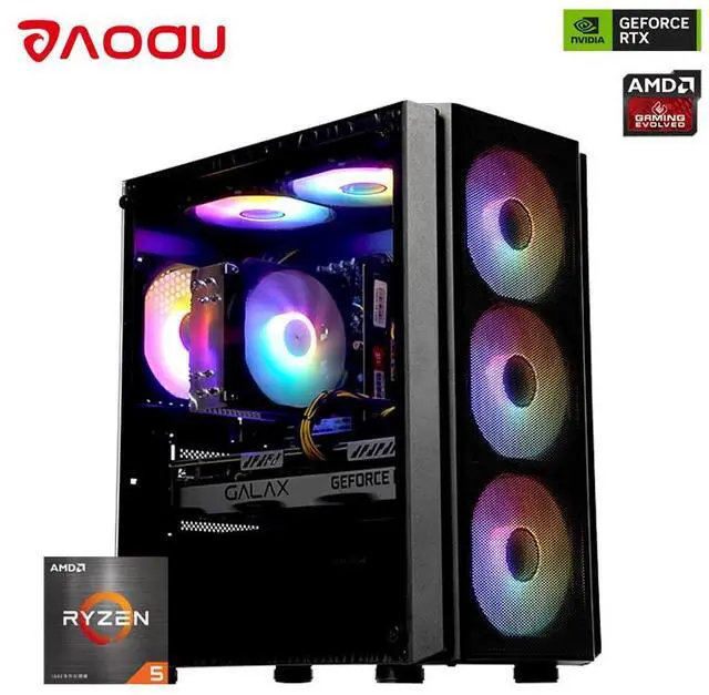 Main image of AODU Gaming PC-Windows 11AMD Ryzen 5 5500 3.6GHz,GeForce RTX3050 6G-DDR4 16GB 3200MHz,NVME M.2 1TB SSD, 500W PSU-Desktop Air coole Prebuilt Gaming Desktop