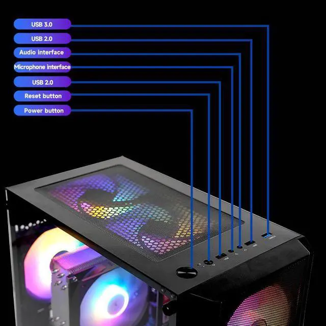 Alt view image 4 of 5 - AODU Gaming PC-Windows 11AMD Ryzen 5 5500 3.6GHz,GeForce RTX3050 6G-DDR4 16GB 3200MHz,NVME M.2 1TB SSD, 500W PSU-Desktop Air coole Prebuilt Gaming Desktop