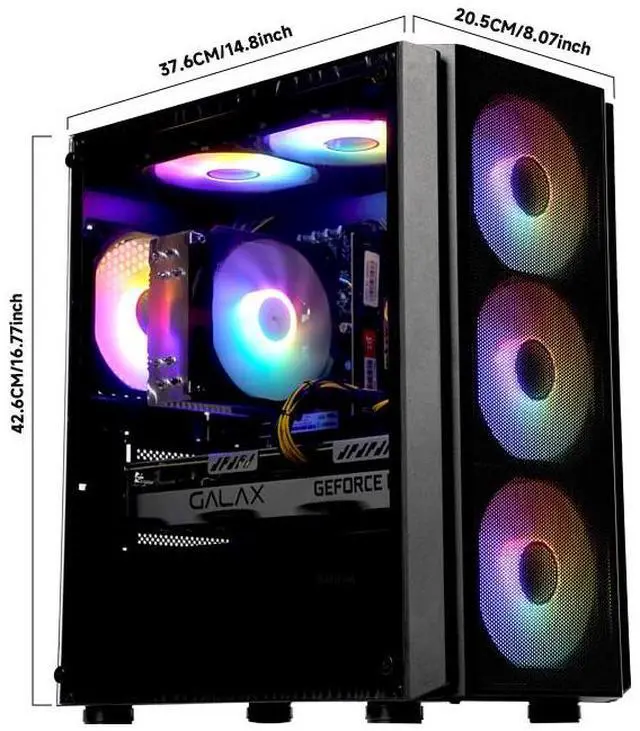 Alt view image 3 of 5 - AODU Gaming PC-Windows 11AMD Ryzen 5 5500 3.6GHz,GeForce RTX3050 6G-DDR4 16GB 3200MHz,NVME M.2 1TB SSD, 500W PSU-Desktop Air coole Prebuilt Gaming Desktop