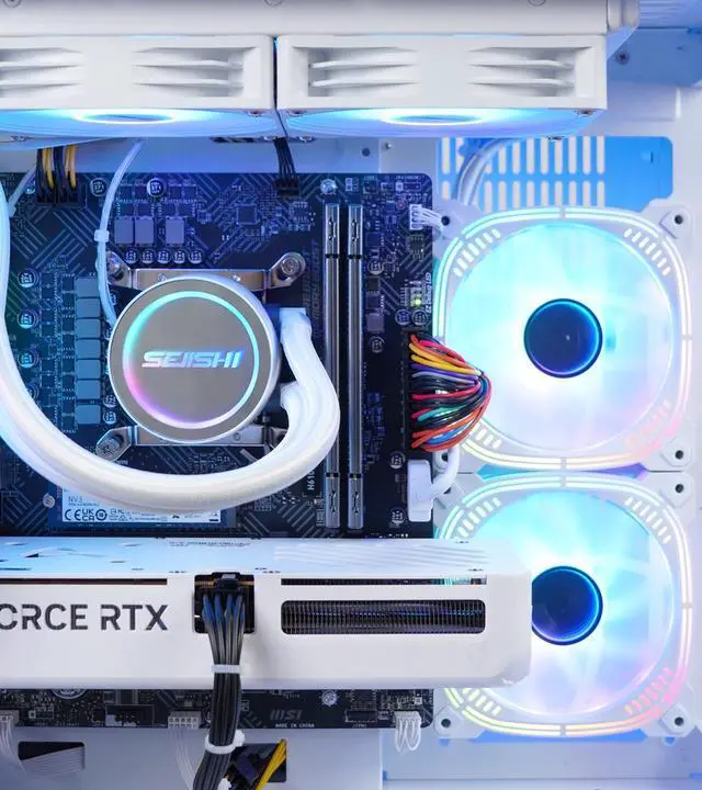 Alt view image 3 of 7 - AODU Gaming Desktop PC-Windows 11-Intel Core i5-12490F-GeForce RTX 5060 DLSS 4-DDR4 32GB 3200MHz-1TB M.2 NVMe SSD-600W-panoramic PC case WiFi6 liquid coole Prebuilt Gaming PC i5 12490F | RTX 5060