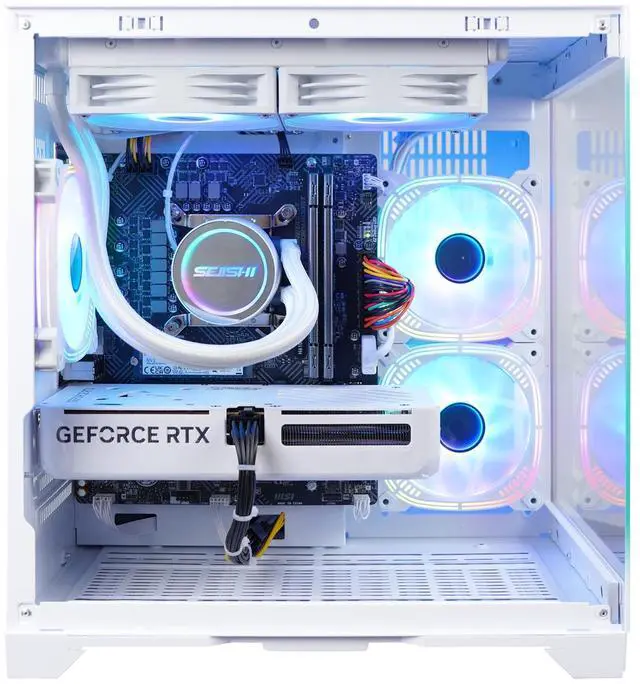 Alt view image 4 of 7 - AODU Gaming Desktop PC-Windows 11-Intel Core i5-12490F-GeForce RTX 5060 DLSS 4-DDR4 32GB 3200MHz-1TB M.2 NVMe SSD-600W-panoramic PC case WiFi6 liquid coole Prebuilt Gaming PC i5 12490F | RTX 5060