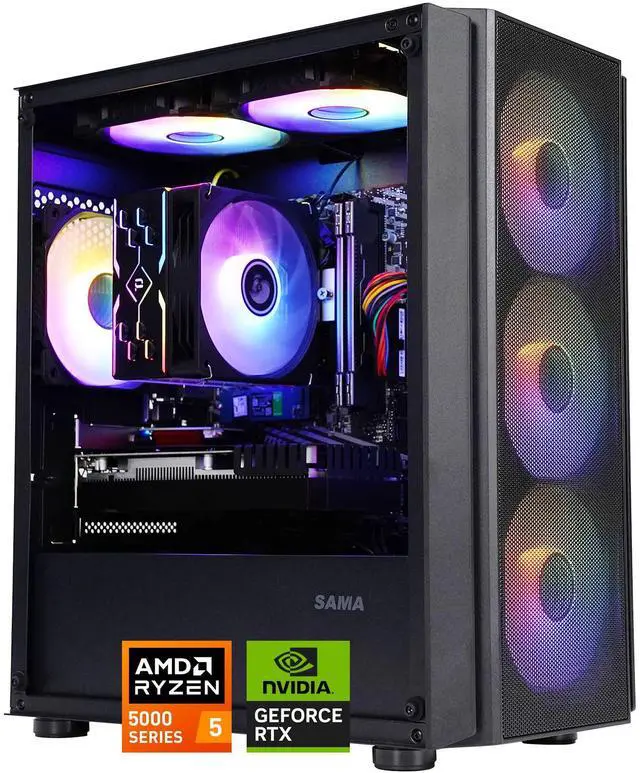 Main image of AODU Gaming PC-Windows 11AMD Ryzen 5 5500 3.6GHz,GeForce RTX3050 6G-DDR4 16GB 3200MHz,NVME M.2 1TB SSD, 500W PSU-Desktop Air coole Prebuilt Gaming Desktop