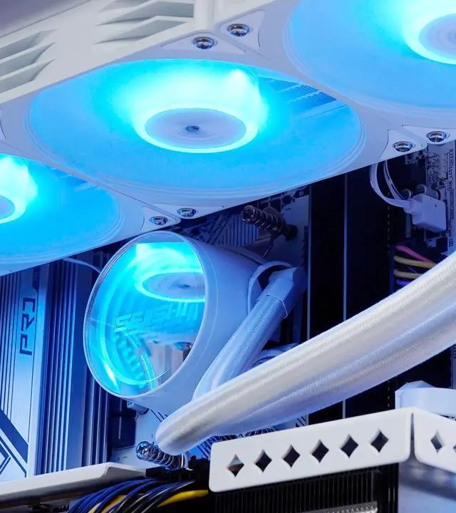 Alt view image 6 of 7 - AODU Gaming Desktop-Windows11-Ryzen 7 5700X 3.4GHz to 4.6GHZ-Radeon RX 6800XT 16G D6 256bit-DDR4 32GB 3200MHz RMA-1TB M.2 NVMe SSD-800W psu iquid-Cooled,white pc build Prebuilt white Gaming PC