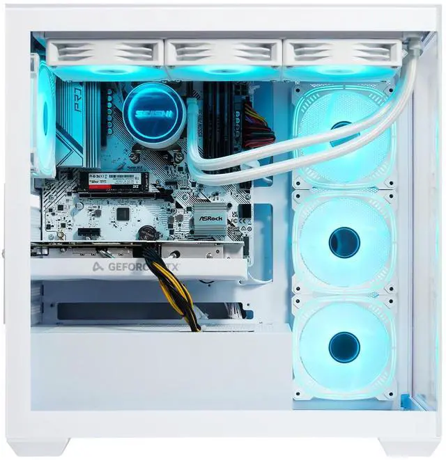 Alt view image 2 of 7 - AODU Gaming Desktop PC-Windows11-Intel i7 14700F 2.1 GHz (5.3GHz Turbo)-GeForce RTX 5060 Ti 16G OC -DDR5 32GB 6000MHz RMA-1TB M.2 NVMe SSD-800W PSU-panoramic PC case WiFi6 RGB White Prebuilt Gaming PC