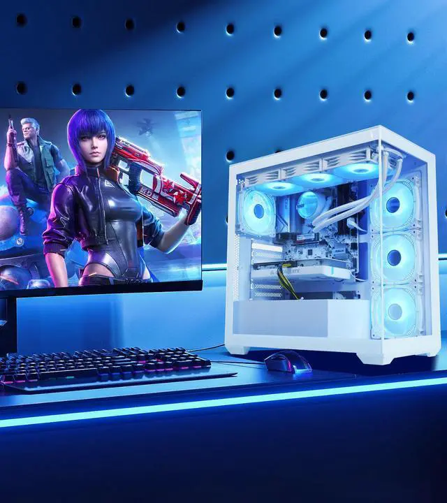 Alt view image 7 of 7 - AODU Gaming Desktop PC-Windows11-Intel i7 14700F 2.1 GHz (5.3GHz Turbo)-GeForce RTX 5060 Ti 16G OC -DDR5 32GB 6000MHz RMA-1TB M.2 NVMe SSD-800W PSU-panoramic PC case WiFi6 RGB White Prebuilt Gaming PC