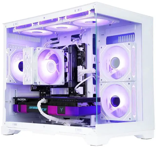 Alt view image 5 of 7 - AODU Gaming Desktop PC-Windows11-AMD Ryzen 5 7500F  Zen 4 6-Core 3.7 GH-ACE Radeon RX 9060 XT - 32GB-DDR5 32GB 6800MHz RMA-1TB M.2 NVMe SSD-850W PSU-panoramic PC case WiFi6 RGB Sync Gaming PC