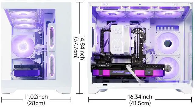 Alt view image 7 of 7 - AODU Gaming Desktop PC-Windows11-AMD Ryzen 5 7500F  Zen 4 6-Core 3.7 GH-ACE Radeon RX 9060 XT - 32GB-DDR5 32GB 6800MHz RMA-1TB M.2 NVMe SSD-850W PSU-panoramic PC case WiFi6 RGB Sync Gaming PC