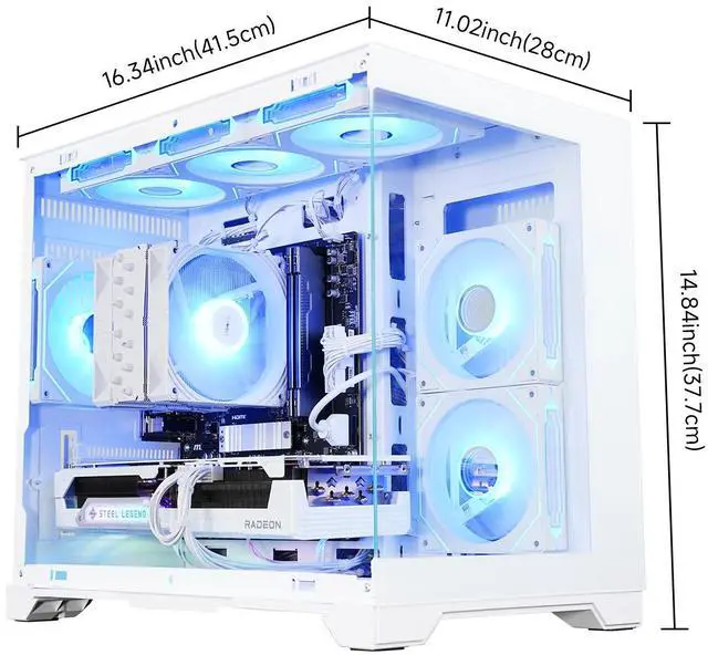 Alt view image 5 of 7 - AODU Gaming Desktop PC-Windows11-AMD Ryzen 7 7800X3D -AMD Radeon RX 9070XT 16GB - C38 DDR5 32GB 6800MHz RMA-1TB M.2 NVMe SSD-850W PSU-panoramic PC case WiFi6 RGB Sync Gaming PC