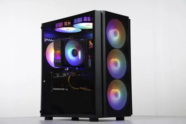 Alt view image 3 of 7 - AODU Gaming Desktop-Windows11-AMD Ryzen 5 5600GT 3.4GHz to 4.6GHZ Vega Graphics 7,16GB(8G*2) DDR4 3200MHz,NVME M.2 1TB SSD, Win 11 Ready, Gamer Desktop Computer,Desktop Air coole Prebuilt Gaming PC
