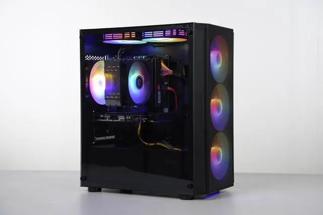 Alt view image 4 of 7 - AODU Gaming Desktop-Windows11-AMD Ryzen 5 5600GT 3.4GHz to 4.6GHZ Vega Graphics 7,16GB(8G*2) DDR4 3200MHz,NVME M.2 1TB SSD, Win 11 Ready, Gamer Desktop Computer,Desktop Air coole Prebuilt Gaming PC