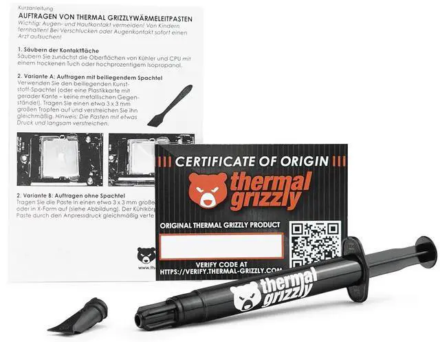 Alt view image 10 of 11 - Thermal Grizzly Hydronaut - Conductive, High Performance Thermal Paste - Extensive for air cooling systems, water cooling, for all heatsinks CPU and GPU 3.9g