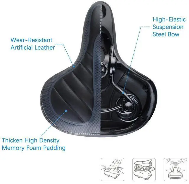 Alt view image 2 of 7 - Comfort Wide Big Bum Soft Gel E-bike Bicycle Saddle Seat Air Cushion Gel Pad