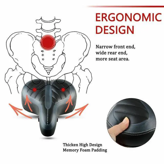 Alt view image 3 of 7 - Comfort Wide Big Bum Soft Gel E-bike Bicycle Saddle Seat Air Cushion Gel Pad