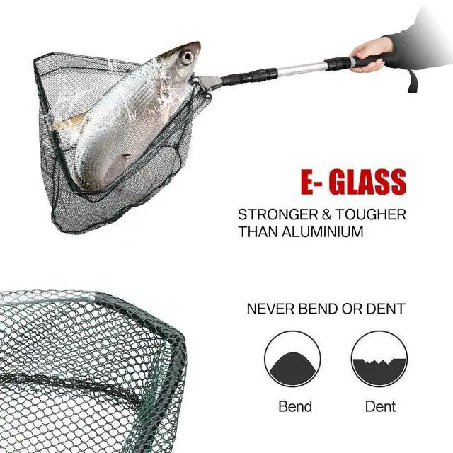 Alt view image 2 of 7 - Telescopic Folding Aluminum Handle Fishing Landing Net 3 Section Extending Pole