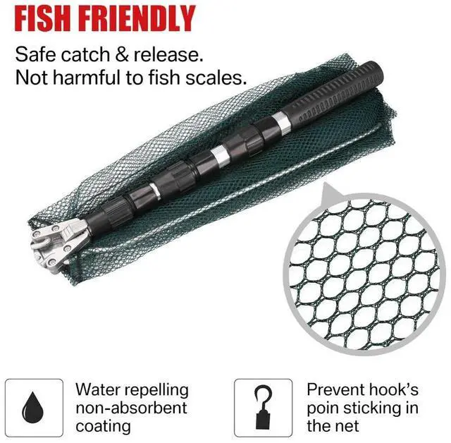 Alt view image 3 of 7 - Telescopic Folding Aluminum Handle Fishing Landing Net 3 Section Extending Pole
