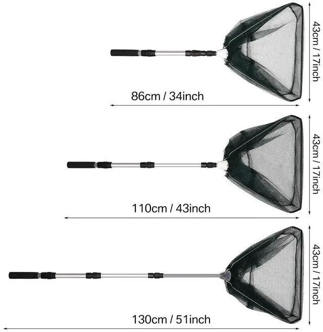 Alt view image 6 of 7 - Telescopic Folding Aluminum Handle Fishing Landing Net 3 Section Extending Pole