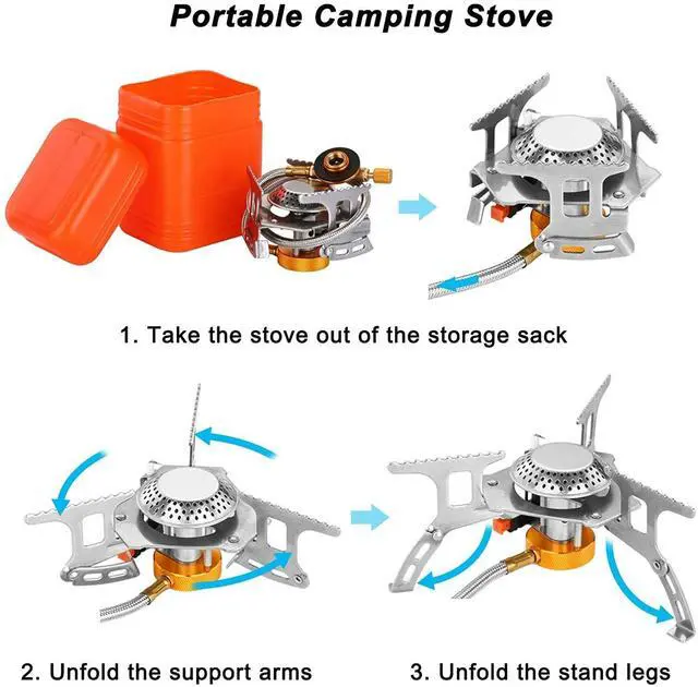 Alt view image 4 of 7 - 3700W Portable Backpacking Camping Gas Stove with Piezo Ignition Burner Case