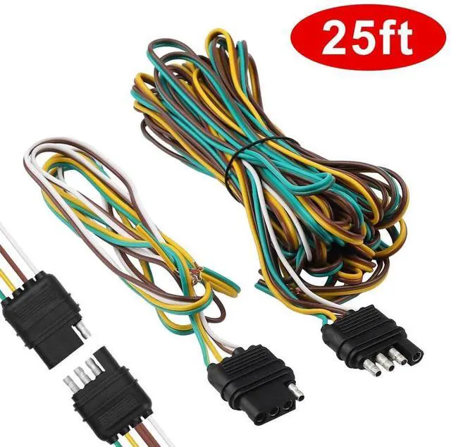 Alt view image 4 of 7 - 25' 4 Pin Flat Trailer Wiring Harness Kit Wishbone Style for Trailer Tail Lights