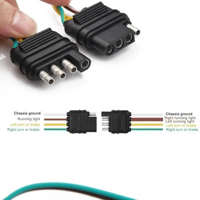 Alt view image 6 of 7 - 25' 4 Pin Flat Trailer Wiring Harness Kit Wishbone Style for Trailer Tail Lights