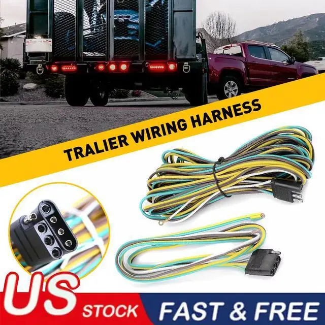 Alt view image 5 of 7 - 25' 4 Pin Flat Trailer Wiring Harness Kit Wishbone Style for Trailer Tail Lights