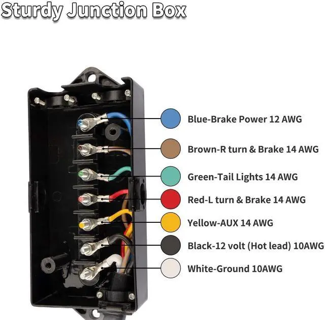 Alt view image 3 of 7 - 7 Way Trailer Plug Weatherproof Trailer Wiring Harness 7 Pin Trailer Connector