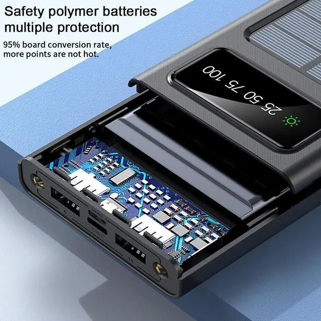 Alt view image 7 of 7 - Solar Power Bank 9000000mAh 4 USB Backup External Battery Charger for Cell Phone