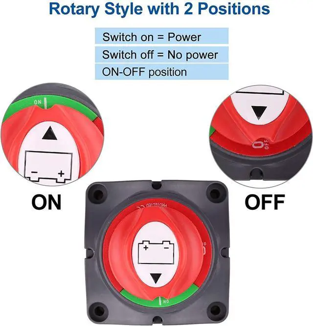 Alt view image 3 of 7 - 12V Battery Disconnect Rotary Switch Cut On/Off Set for Car SUV RV Marine Boat