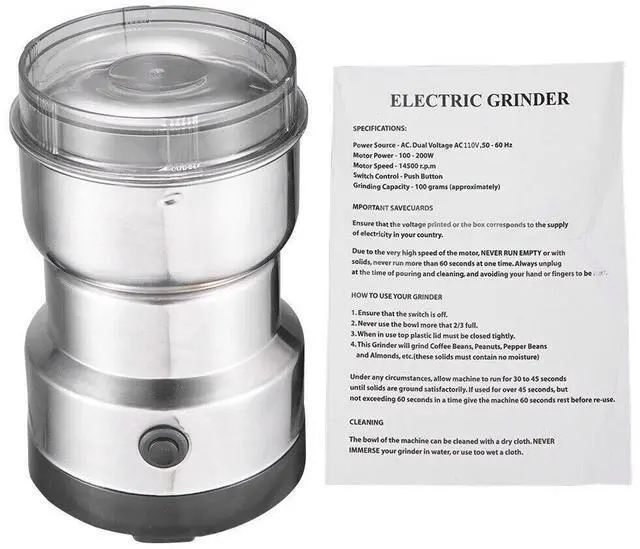 Alt view image 6 of 7 - Electric Coffee Bean Grinder Nut Seed Herb Grind Spice Crusher Mill Blender New