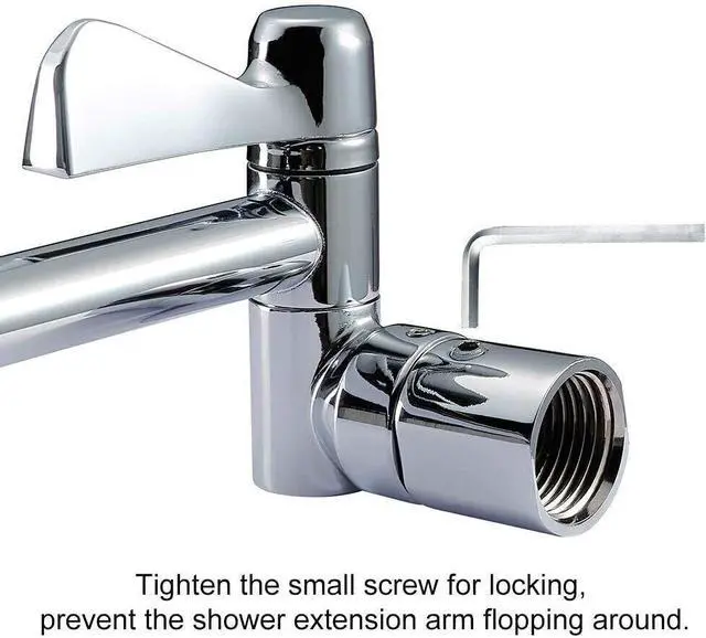 Alt view image 5 of 7 - 11" Solid Brass Shower Head Extension Arm with Lock Joints Adjustable Height