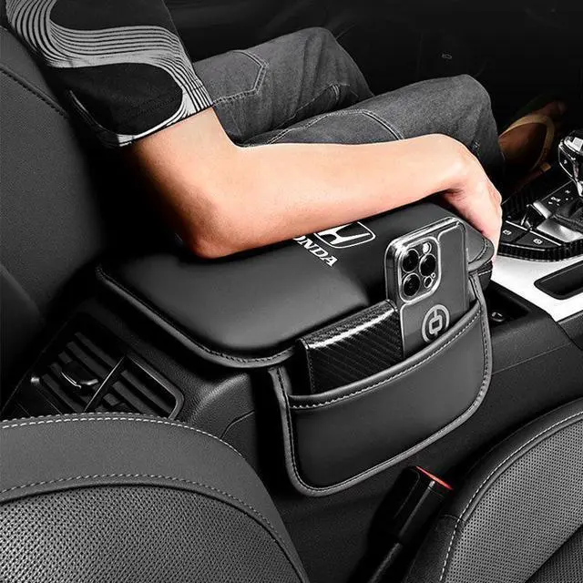 Alt view image 3 of 7 - Car Armrest Cushion Cover Center Console Box Pad Mat with Pocket for Honda