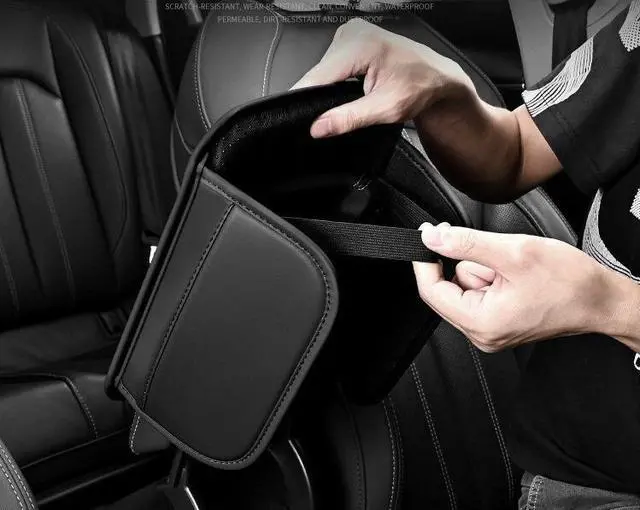 Alt view image 4 of 7 - Car Armrest Cushion Cover Center Console Box Pad Mat with Pocket for Honda