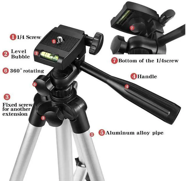 Alt view image 5 of 7 - Professional Camera Phone Holder Tripod Stand for Smartphone iPhone Samsung+ Bag