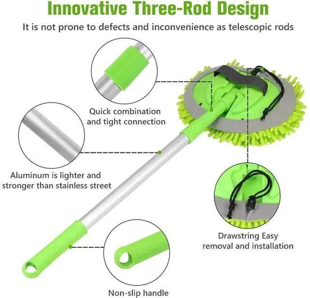 Alt view image 4 of 7 - Adjustable Telescopic Car Wash Brush Kit Mop Long Handle Vehicle Cleaning Tool