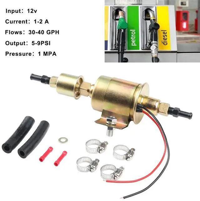 Alt view image 2 of 7 - 12V 12S Universal Electric Fuel Pump Inline Low Pressure 5/16" 5-9PSI Gas E8012S