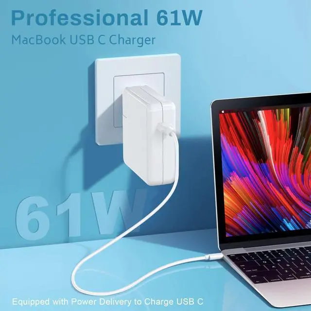 Alt view image 5 of 7 - 61W Type C USB C AC Adapter Charger for MacBook Pro 13"2016 2017 2018 2019 A1708
