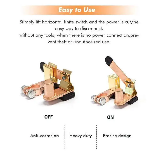Alt view image 4 of 7 - Knife Blade Switch Battery Disconnect Top Post HEAVY DUTY SHUT OFF Car 12/24V