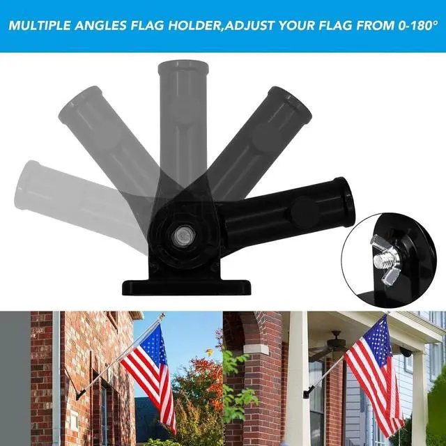 Alt view image 4 of 7 - Flag Pole Holder for Outside,Multi-Position Aluminum Adjustable Bracket Mount