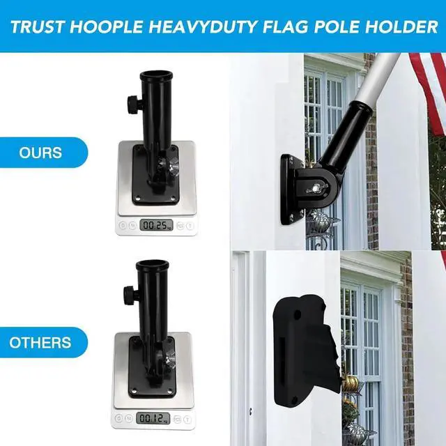 Alt view image 7 of 7 - Flag Pole Holder for Outside,Multi-Position Aluminum Adjustable Bracket Mount
