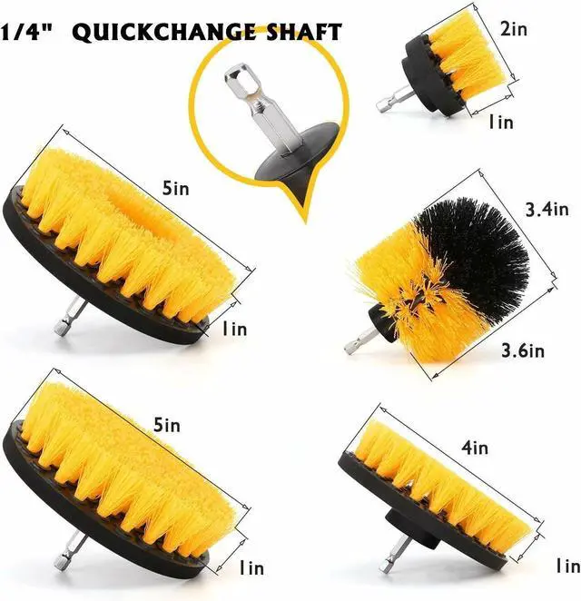 Alt view image 4 of 7 - 5 Pack Drill Brush Attachments Power Cleaning Kit Scrubber Brush for Carpet, Car