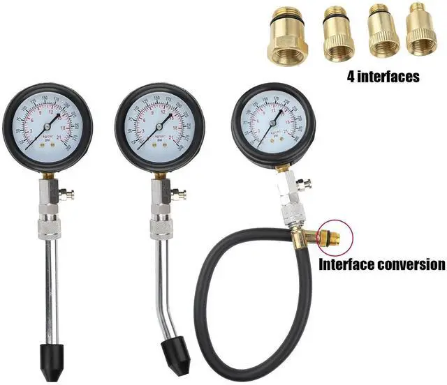 Alt view image 3 of 7 - Petrol Engine Cylinder Compression Tester Kit for Automotive Motorcycle Tool Kit