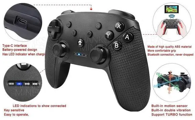 Alt view image 5 of 5 - Pro Wireless Controller Gamepad Compatible With Nintendo Switch / Android / PC