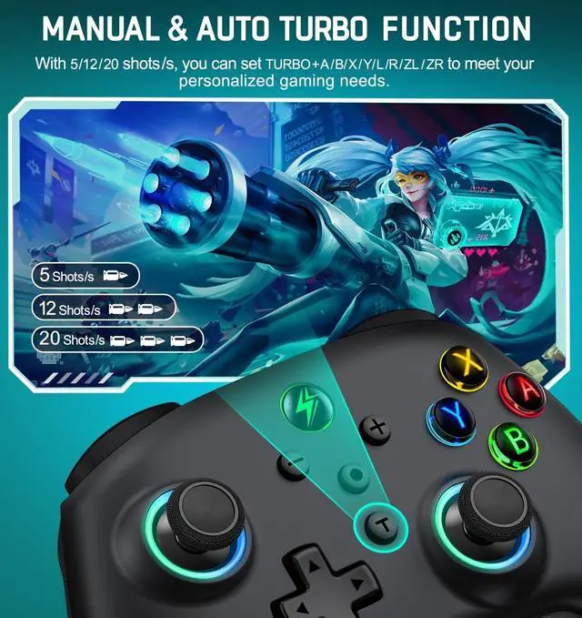 Alt view image 5 of 7 - For Nintendo Switch Wireless Pro Controller Gamepad Joypad Joystick Remote